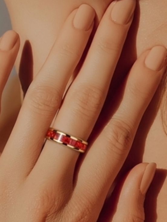 Trends Jewelry - Radiant Red and Gold Women's Ring Size 6